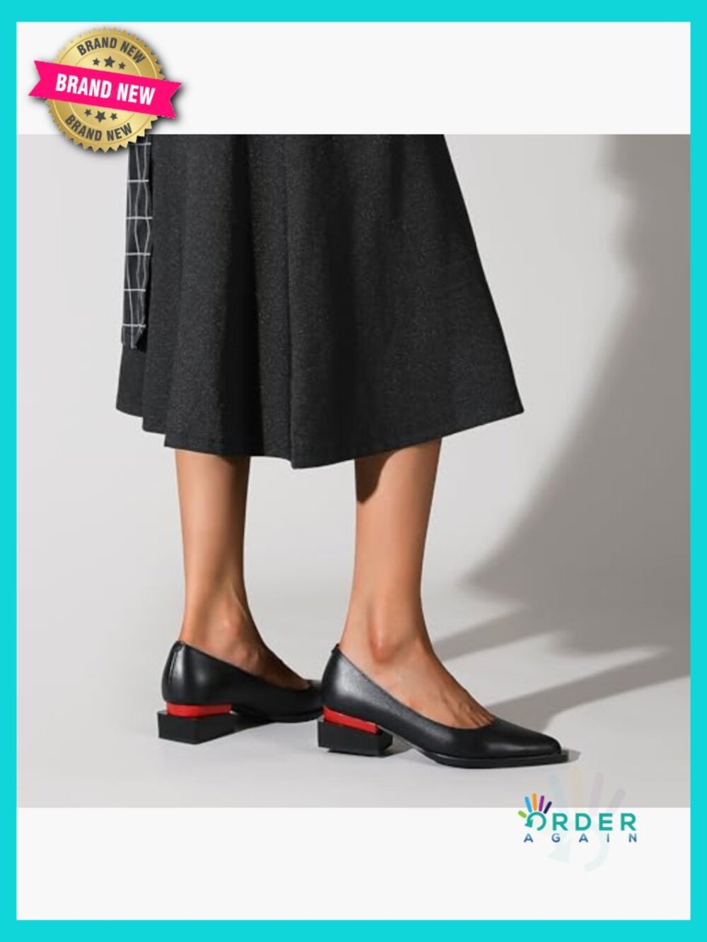 Women's Chunky Heel Pumps Pointed Toe Comfortable Dressy Flats Arch Support - Picture 7 of 7